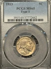 1913 TYPE 1 BUFFALO NICKEL PCGS MS65