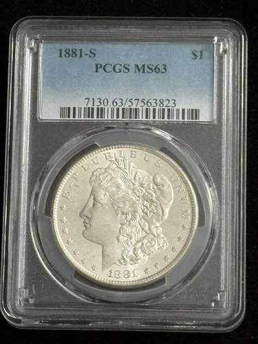 1881-S $1 MORGAN SILVER DOLLAR "SAN FRANCISCO MINT" PCGS MS63