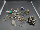Vintage Lot Of Costume Jewelry Ring Gold & Silver Tone Rhinestone Cocktail