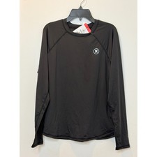 Hurley Womens Rash Guard Long Sleeve Black UPF 50 Swim Shirt Medium 1670459