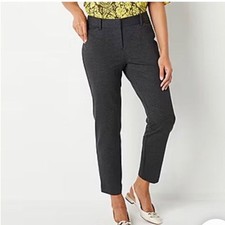 Liz Claiborne- NWT Emma Ankle Length Mid-Rise Pant in Grey Workwear Casual- 16P
