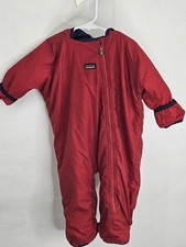 Vtg Patagonia One Piece Hoodie Snow Suit Red Infant Large 16-20 Lbs