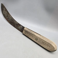 Dexter 3576 Beef Skinner Butcher Knife Wood Handle 6" Curved Blade Vintage USA