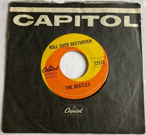 Beatles Original 1964 Canada 45 Roll Over Beethoven & Capitol sleeve EX to NM!
