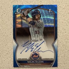 2023 Bowman Chrome Draft Nolan McLean MINT Blue Autograph 1st Bowman /150 Mets