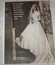 1966 print ad - Bell System American Telephone Telegraph BRIDE lady gown AD