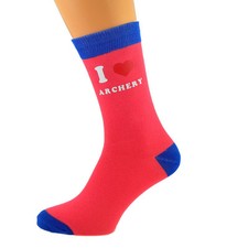Salmon Pink  Blue Unisex Socks I Love Archery UK Size 5-12 X6N629