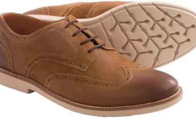 CLARKS Raspin Brogue Mens Tobacco Suede 7-Medium (26102898)