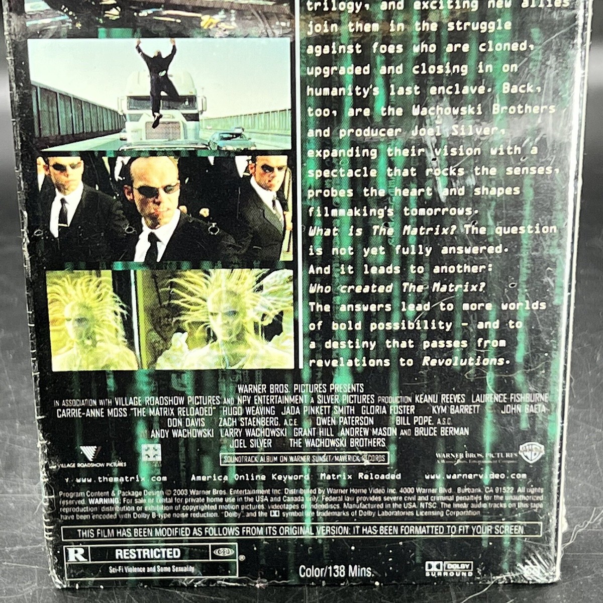 Matrix Reloaded VHS 2003 Keanu Reeves Laurence Fishburne New