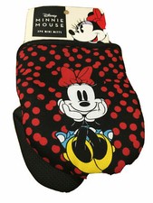 Disney MINNIE MOUSE 2-Pack Polka Dots Mini Oven Mitts Rubberized Pot Holder NEW 