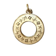 LV ZIPPER PULL CHARM GOLD White Double Sided