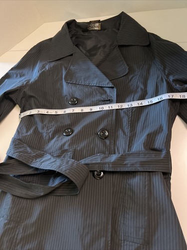 Joujou Royale Ladies Pinstriped trenchcoat with waterproof coating. Size L Black - Picture 12 of 13