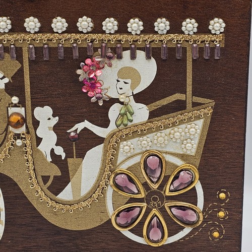 Vintage Enid Collins Style Horse & Carriage Embellished Wooden Box Purse READ - Picture 3 of 10