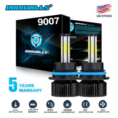IRONWALLS 9007 Hi/Lo LED Headlight Bulbs for Ford F-150 F-250 F-350 Super Duty