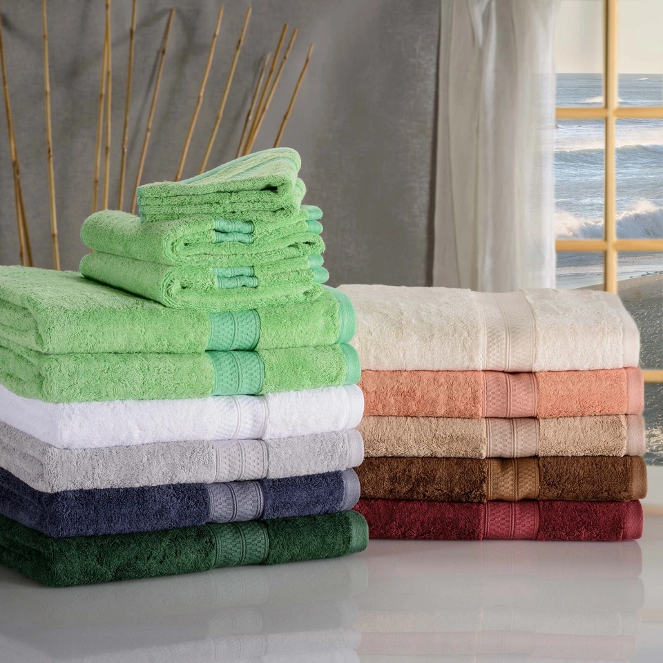 8 Piece Solid Lightweight Soft Highly Absorbent Quick Drying Modern Towel Set - Image 2 of 3