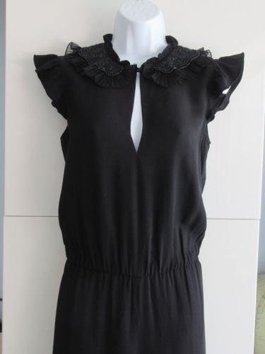 RED VALENTINO Sleeveless Flared Leg crêpe Embellished Jumpsuit Sz 38 or M Black - Picture 6 of 17