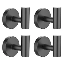 Towel Hooks for Bathrooms 4 Packs Matte Black Bathroom Towel Hook Wall Mounted 3