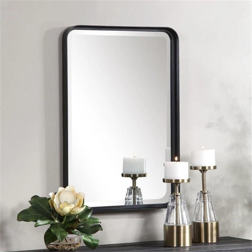 Uttermost Croften Iron and MDF Wood Vanity Mirror in Matte Black - Picture 6 of 9