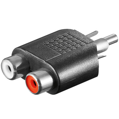 CINCH Y ADAPTER, Stereo Mono Spiltter, Subwoofer, Cinchstecker auf 2x Buchse RCA