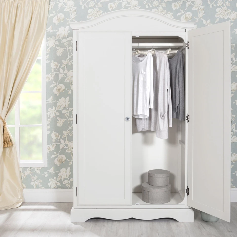 STATEMENT FURNITURE Romance White Double Wardrobe,Quality French full hanging robe, crystal handles