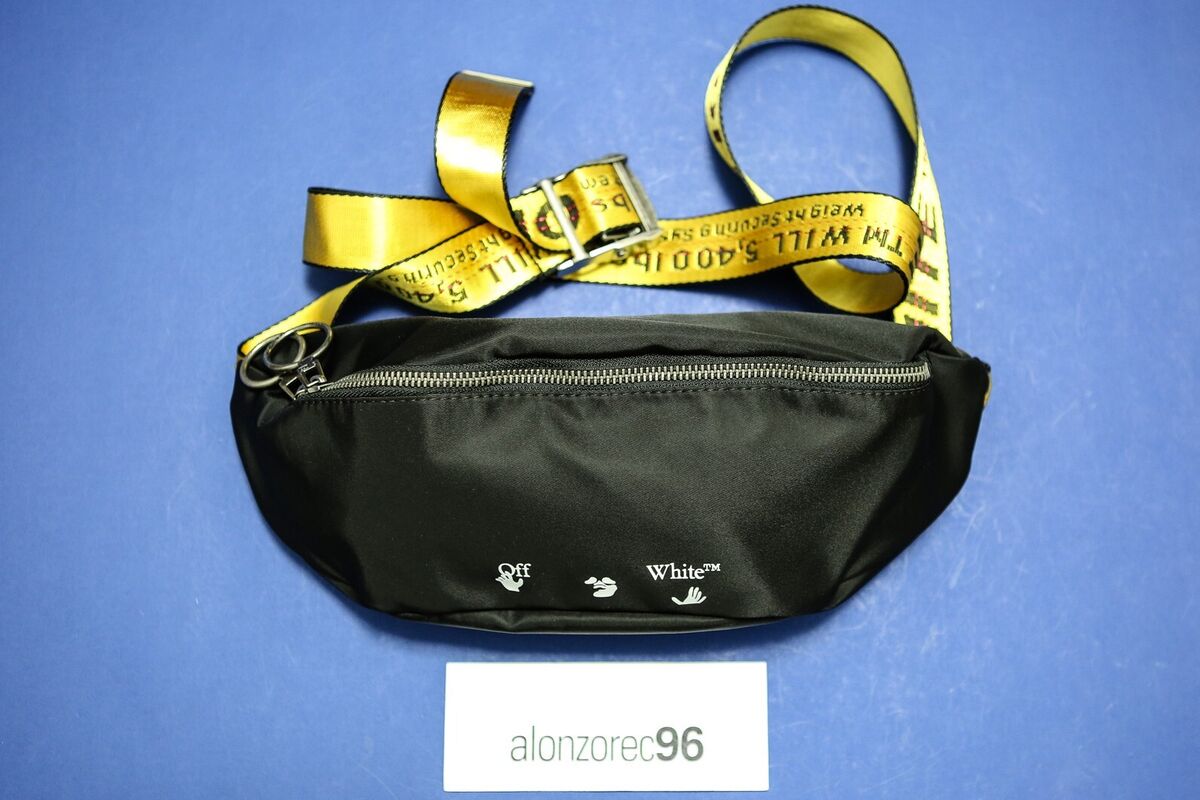 Off White Industrial Strap Yellow Belt Black Fanny Pack Bag Off White Industrial Strap Yellow Belt Black Fanny Pack Bag