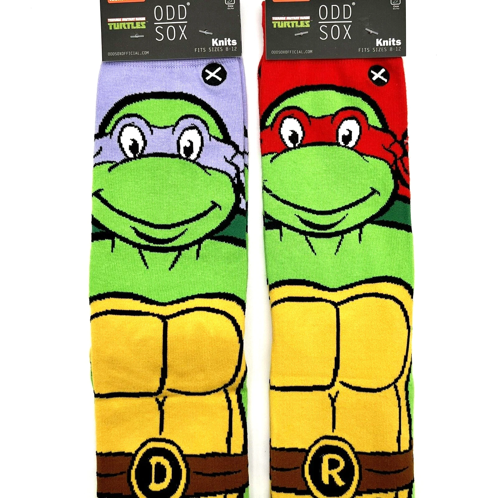 ODD SOX Teenage Mutant Ninja Turtles Men's 8-12 Crew Socks Donatello Raphael New