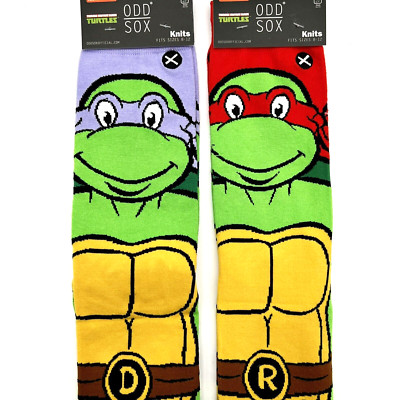 ODD SOX Teenage Mutant Ninja Turtles Men's 8-12 Crew Socks Donatello Raphael New