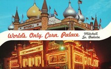 Tarjeta postal vintage Mitchell South Dakota SD única del mundo Corn Palace Tourist Spot