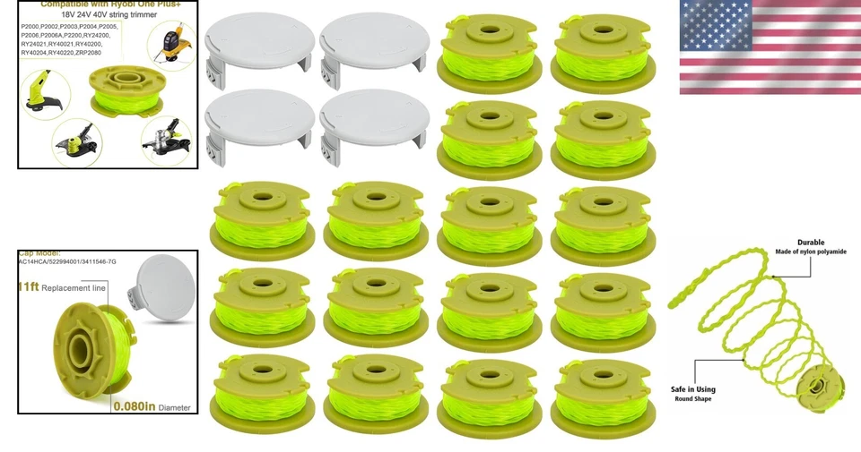 String Trimmer Spool Replacement for Ryobi 18V-40V Cordless Trimmers 11ft - Image 2 of 4