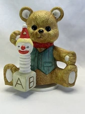 Vintage Artmark Teddy Bear Porcelain Bisque Musical Plays Pop Goes the Weasel