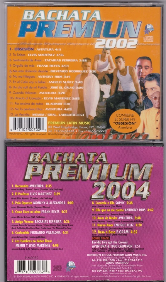 BACHATA PREMIUM 2002 & 2004 CD lot!  AVENTURA con Romeo Santos TEGO CALDERON mas — 第 2/4 张图片