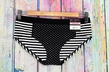 Women's No Boundaries Hipster Seamless Panties Stripe LARGE Black/White NEW