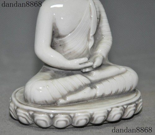  5"Tibet Buddhism Dehua White Porcelain Glaze Sakyamuni Shakyamuni Buddha Statue - Bild 6 von 12