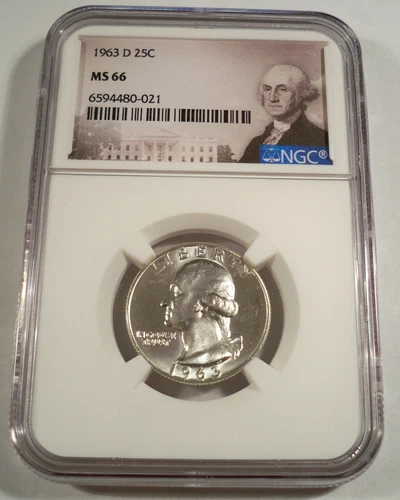 1963-D NGC MS66 WASHINGTON QUARTER SILVER 25c MS 66