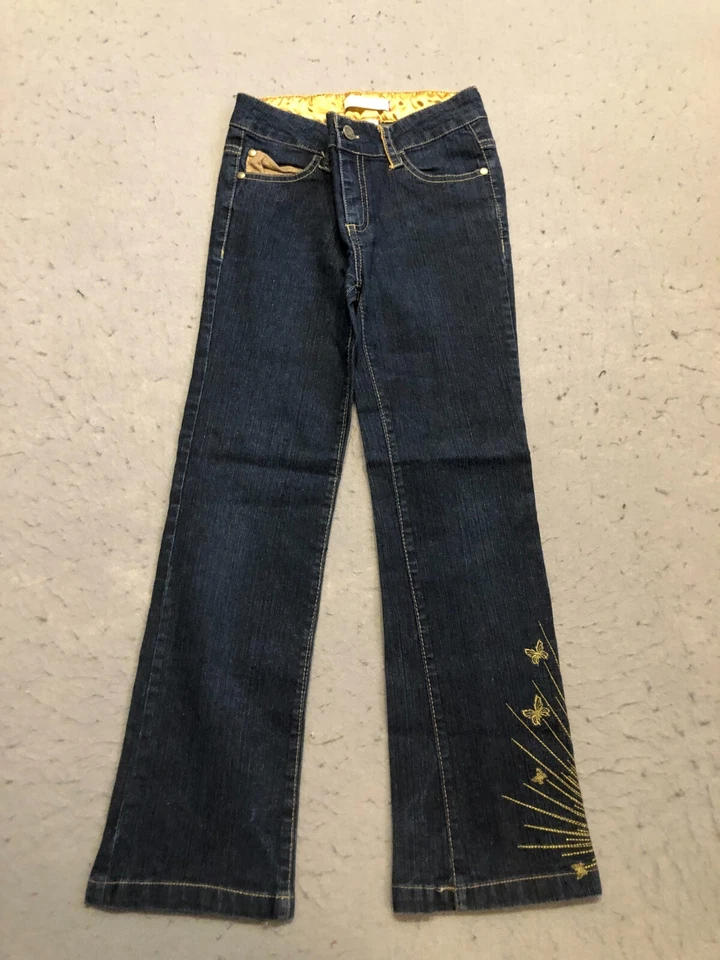 Красные джинсы Marc Ecko для девочек 8 темная джинсовая ткань вышитый логотип брюки - Изображение 3 из 4