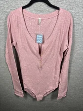 NEW Intimately Free People Dylan Thermal Bodysuit Mauvais Size L