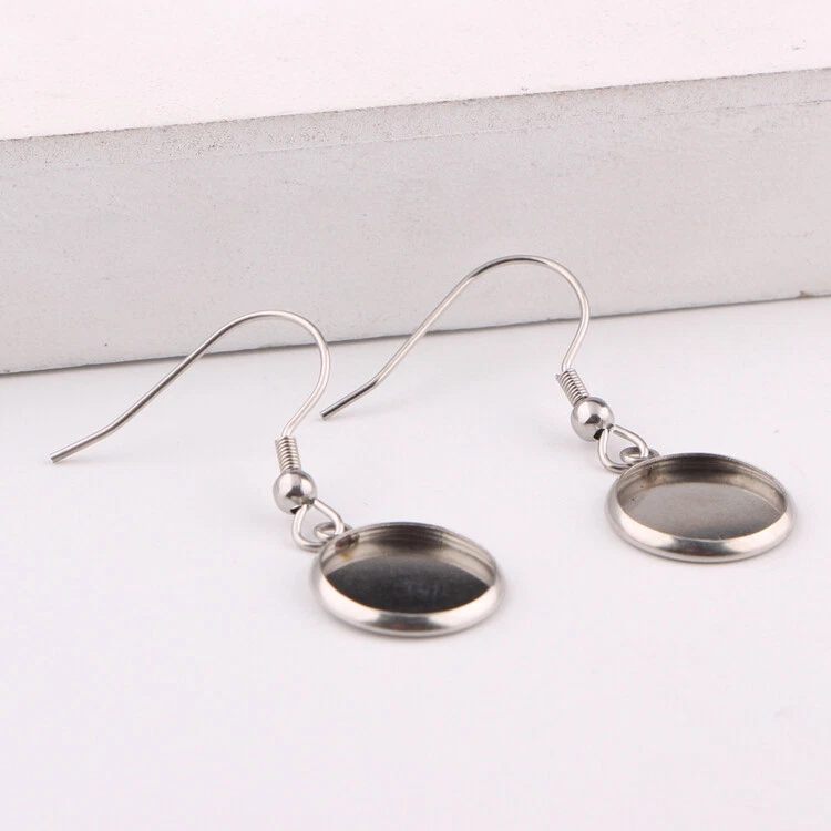 50件装不锈钢凸圆形耳环套装空白底座耳环Findings — 第 3/4 张图片