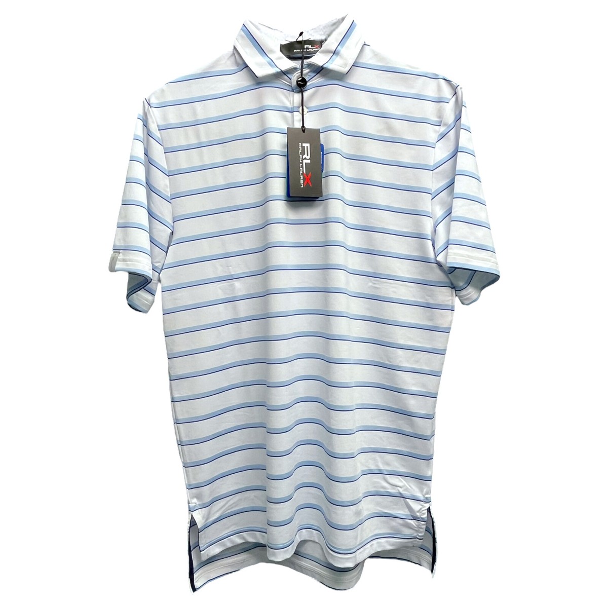 RLX Polo Ralph Lauren White Light Blue Striped Short Sleeve