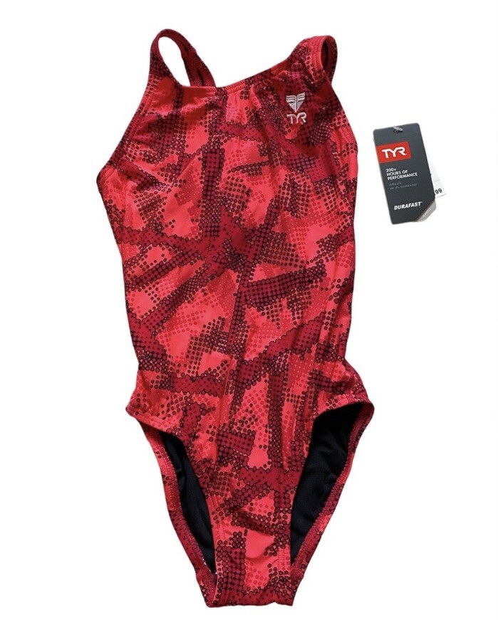 TYR DuraFast Lite Youth VESUVIUS Maxfit One Piece Girls Swimsuit Size 7/8  (24)