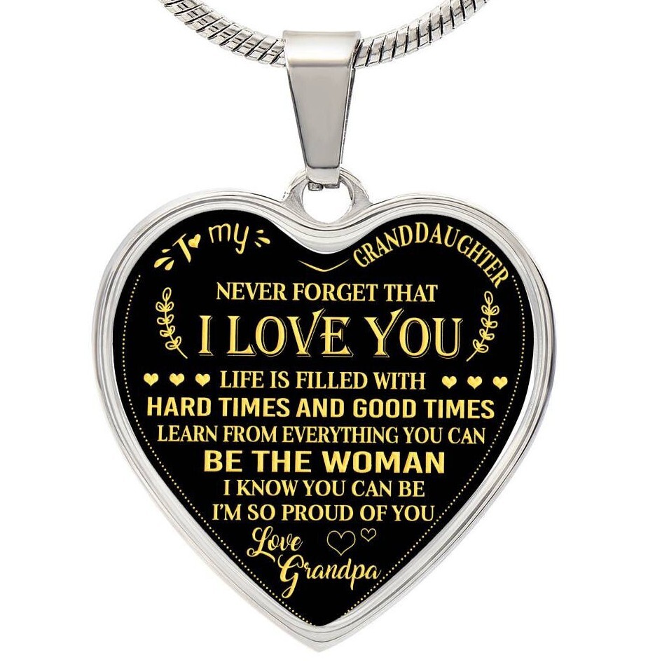 To My Granddaughter Love Grandpa Necklace Heart Pendant Luxury