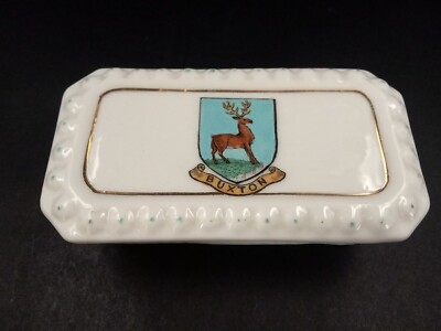 Goss Crested China - BUXTON Crest - Rectangular Box Vergissmeinnicht - Goss.