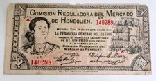 Tesoreria De Mexico Yucatan Merida 1914 Nov 20 Serie A Billete Henequén 1 Peso