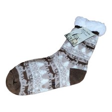 Sherpa Cotton Slipper Socks Winter Christmas Reindeer For Women FWQ