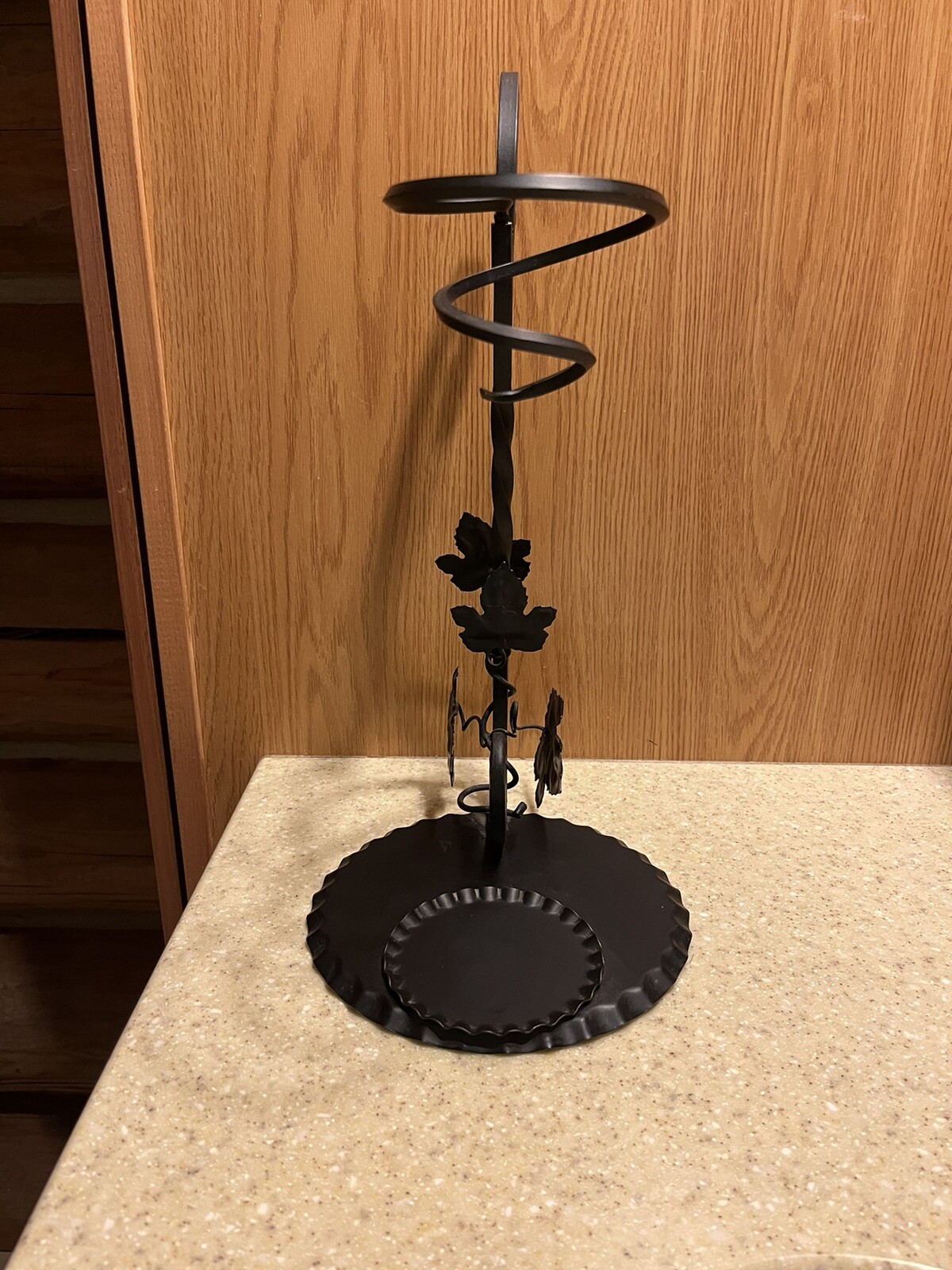 Vintage Wrought Iron Wine Aerator Stand - Made In Italy Grape Leaves / Vines