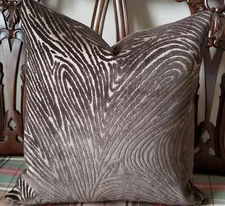 Donghia BELMONTE Cut Velvet Cafe Brown Fingerprint Animal Modern Pillow Cover