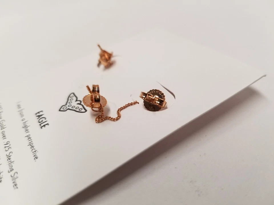 Pendientes Alex And Ani Tres Piezas Chapados en Oro Rosa 14k Plata Águila Foto 3 de 4