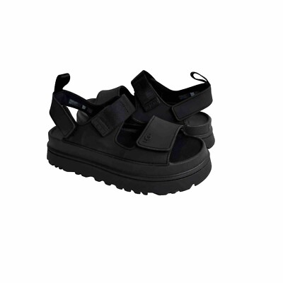 UGG GOLDENGLOW BLACK STRAPPY PLATFORM SANDALS US 10 / EU 41 / UK 8