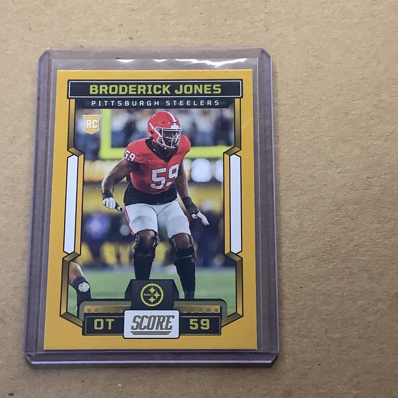 2023 Score Football Broderick Jones Gold Parallel #394 Steelers Rookie RC B-4