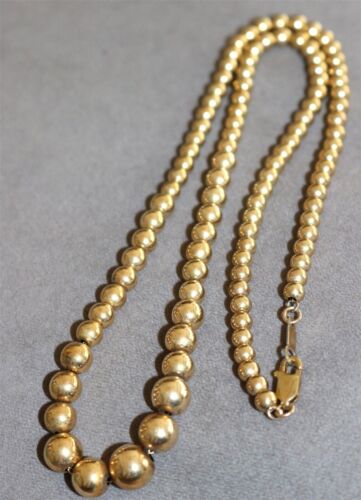 Vintage KREMENTZ signed beautiful gold filled beads on chain necklace Lot#940 - 第 1/4 張圖片