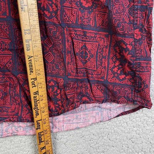 Trader Bay Mens Button XL Red Floral Tiki Hawaiian Camp Hibiscus Tribal Vintage - Picture 6 of 9
